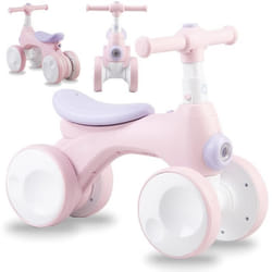 MoMi TOBIS - Velo Bebe Draisienne - sans pedales - bulles feu avant klaxon - Rose