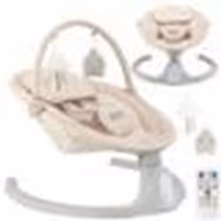 MoMi KENANI SAND - Balancelle Bébé Électrique - 10 mélodies - 5 modes de balancement - arche à jouets – Beige