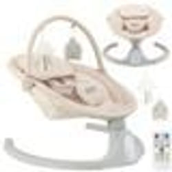 MoMi KENANI SAND - Balancelle Bébé Électrique - 10 mélodies - 5 modes de balancement - arche à jouets – Beige