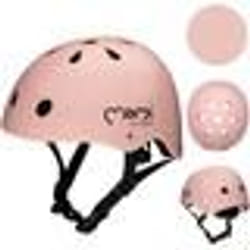 MoMi MIMI - Casque Enfant Vélo Scooter - tour de tête 47-58 cm - ABS EPS - mentonnière réglable - Rose mat