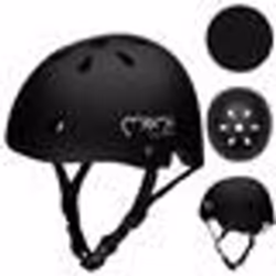 MoMi MIMI - Casque Enfant Vélo Scooter - tour de tête 47-58 cm - ABS EPS - mentonnière réglable - Noir mat