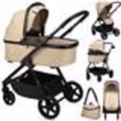 MoMi GISELLE Poussette combinée 2en1 - Poussette citadine pliante et nacelle - Jusquà 22 kg - Kit daccessoires et Sac - Beige