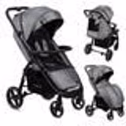 MoMi MIYA - Poussette ultra compacte - De 6 mois à 22 kg - Kit daccessoires - Roues de 10 EVA – Gris