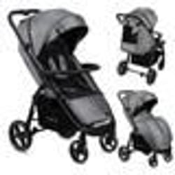 MoMi MIYA - Poussette ultra compacte - De 6 mois à 22 kg - Kit daccessoires - Roues de 10 EVA – Gris