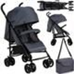 MoMi AKIRA - Poussette canne ultra compacte - Légère 6.7 kg - De 6 mois à 15 kg - Kit daccessoires - Sac et panier – Gris