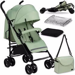 MoMi AKIRA - Poussette canne ultra compacte - Légère 6.7 kg - De 6 mois à 15 kg - Kit daccessoires - Sac et panier – Vert