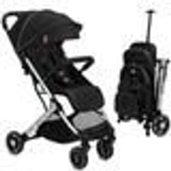 MOMI ESTELLE LIGHT Poussette Bébé Citadine Ultra Compacte - De 6 mois - Jusquà 15kg – Noir/Argent
