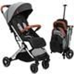 MoMi ESTELLE LIGHT Poussette Bébé Citadine Ultra Compacte - De 6 mois - Jusquà 15kg - Gris