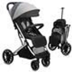 MoMi ESTELLE PLUS LIGHT Poussette Bébé Citadine Ultra Compacte - De 6 mois - Jusquà 22kg – Gris