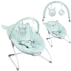 Transat Bébé MoMi GLOSSY - 8 mélodies - 3 modes de vibration - arche à jouets - Lama couleur menthe