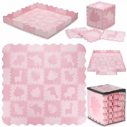 MoMi ZAWI Tapis de Jeu enfant bébé – Tapis Mousse Bebe pour Enfants – 150x150cm EVA Puzzle – Rose