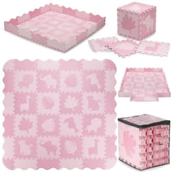 MoMi ZAWI Tapis de Jeu enfant bébé – Tapis Mousse Bebe pour Enfants – 150x150cm EVA Puzzle – Rose