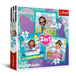 Puzzle 3en1 TREFL - Gabbys Dollhouse - Activités de Gabby - 20 à 50 pièces - Multicolore