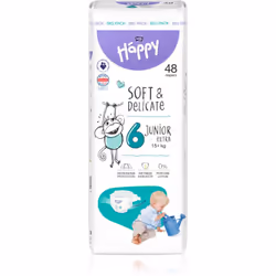 Un bébé au sec est un bébé heureux. Les couches jetables Bella Baby Happy Soft&amp;Delicate Size 6 Junior Extra assurent le c ...