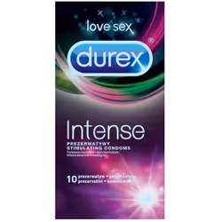 Durex Intense, Préservatif masculin, Nervuré et pointillé, Transparent, Latex, Extra sensation, 56 mm