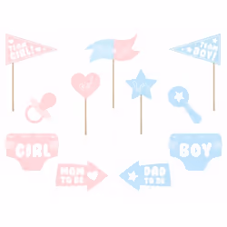 PartyDeco KNP29, Accessoire pour photomaton, Bleu, Rose, Blanc, Adulte, unisexe, Fête, 11 pièce(s)