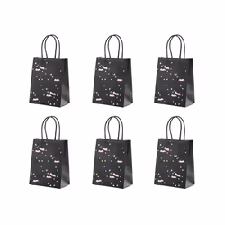 PartyDeco TNP6, Sac emballage cadeau, Noir, Or, Rose, Motif, Halloween, Noir, 180 mm