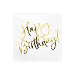 PartyDeco SP33-79-008-019 serviette et serviette de table en papier Or, Blanc 20 pièce(s)