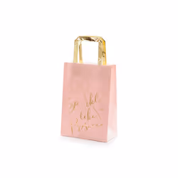 PartyDeco Sacs cadeaux Prosecco, rose, 18x26x10cm, Sac emballage cadeau, Or, Rose, Motif, Feuille, Papier, Félicitations, Or