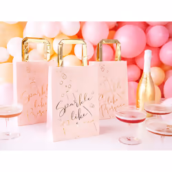 PartyDeco Sacs cadeaux Prosecco, rose, 18x26x10cm