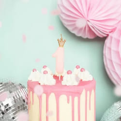 Bougie danniversaire chiffre 1 - 9.5 cm - rose clair - Décoration de fête - Intérieur - Anniversaire