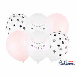 PartyDeco SB14P-306-000-6, Ballon-jouet, Latex, Noir, Or, Rose, Blanc, Ovale, 30 cm, 6 pièce(s)