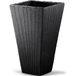 Pot de fleurs bac à fleurs 40x40 x70cm Anthracite pour jardin tressé carré