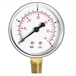 60mm 4 BAR Manomètre Eau 1/4" Côté/Arrière Entrée
