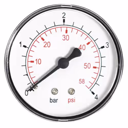 Manomètre de qualité supérieure de 63 mm de diamètre. Boîtier robuste en acier peint en noir avec connecteur et éléments inte ...