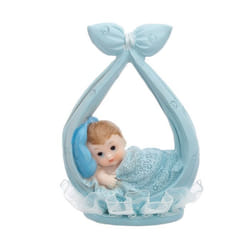 Figurine petit garçon dans une écharpe bleue 11 cm - Bleu