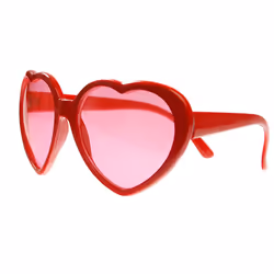 PartyDeco Lunettes Cœurs, rouges, Lunettes de déguisement, Adulte, unisexe, Rouge, 130 mm, 140 mm
