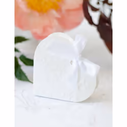 10 Boites à dragées en carton cœur blanc 10 x 9 x 3 cm - Blanc
