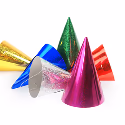 PartyDeco Chapeaux de fête holographiques Assortiment 16cm