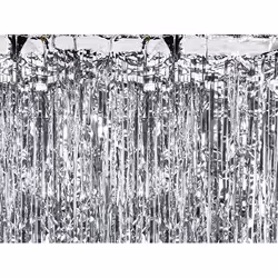 PartyDeco Rideau de fête, argenté, 90 x 250cm, Décoration, Argent, Universel, unisexe, 900 mm, 2500 mm