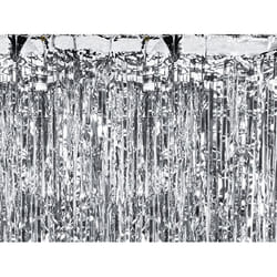PartyDeco Rideau de fête, argenté, 90 x 250cm