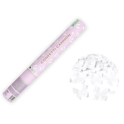 CANON À CONFETTIS PAPILLON BLANC 40CM