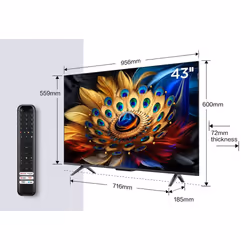 TCL C65 Series 43C655, 109,2 cm (43"), 3840 x 2160 pixels, QLED, Smart TV, Wifi, Titane
