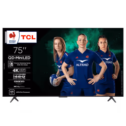 TCL C6K 75C6K, 190,5 cm (75"), 3840 x 2160 pixels, QD-Mini LED, Smart TV, Wifi, Métallique