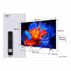 TCL P89K 75P89K TV 190,5 cm (75") 4K Ultra HD Smart TV Wifi Métallique 350 cd/m²