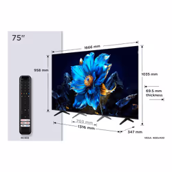 TCL P79K 75P79K TV 190,5 cm (75") 4K Ultra HD Smart TV Wifi Métallique 450 cd/m²