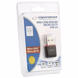 Esperanza EA134K lecteur de carte mémoire USB 2.0 Noir, Argent, Transparent