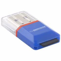 Esperanza EA134B, MicroSD (TransFlash), MicroSDHC, Bleu, Argent, Transparent, USB 2.0