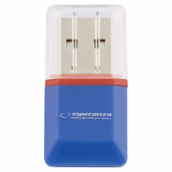 Esperanza EA134B lecteur de carte mémoire USB 2.0 Bleu, Argent, Transparent