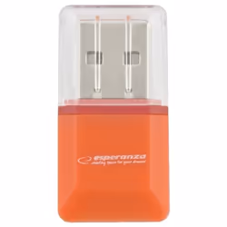 Esperanza EA134O lecteur de carte mémoire USB 2.0 Orange, Argent, Transparent