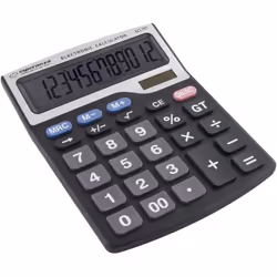 Esperanza ECL101, Bureau, Calculatrice basique, 12 chiffres, Affichage inclinable, Batterie/Solaire, Noir