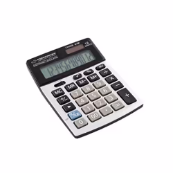 xlyne ECL102, Bureau, Calculatrice basique, 12 chiffres, Affichage inclinable, Batterie, Noir, Argent