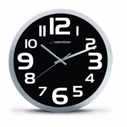 Esperanza EHC013K Wall Clock - Zurich - Black, Mur, Horloge à quartz, Ovale, Noir, Blanc