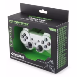 Esperanza EGG107W accessoire de jeux vidéo Noir, Blanc USB 2.0 Manette de jeu Analogique/Numérique PC, Playstation 3