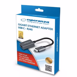 Esperanza ENA102, 10,100,1000 Mbit/s, 10/100/1000, IEEE 802.3, IEEE 802.3ab, IEEE 802.3u, Cat6, Graphite, 1 pièce(s)