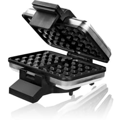 MPM - S-633G Gaufrier Professionnel pour 2 gaufres belges épaisses, plaques anti-adhésives 1200W Argent